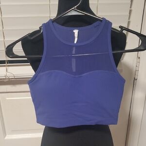 Stori Purple Mesh-Panel Crop Tank